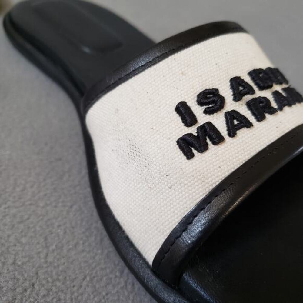 Isabel‎ Marant Vikee Slides in Ecru & Black Size 39/9 Casual Designer - Picture 15 of 16
